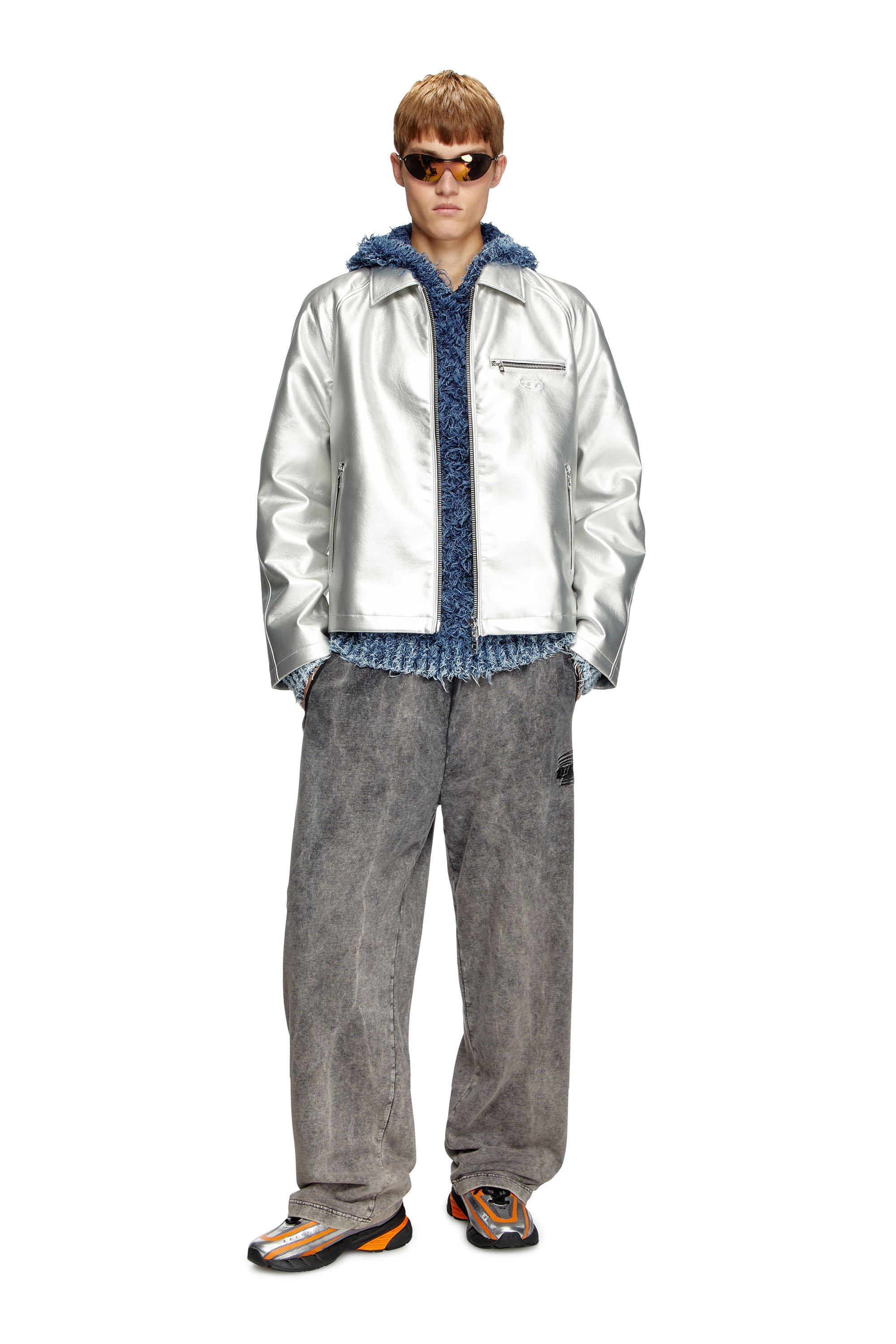 Diesel - J-THOME, Unisex Metallic-Coachjacke in Silber - 2