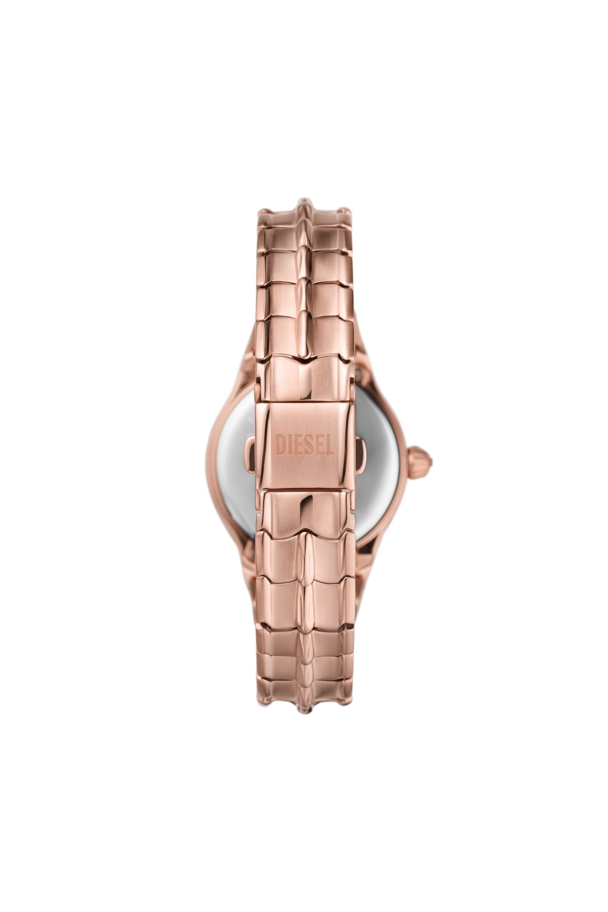Diesel - DZ5604, Damen Vert Armbanduhr aus roségoldenem Edelstahl mit drei Zeigern in Rosa - 2