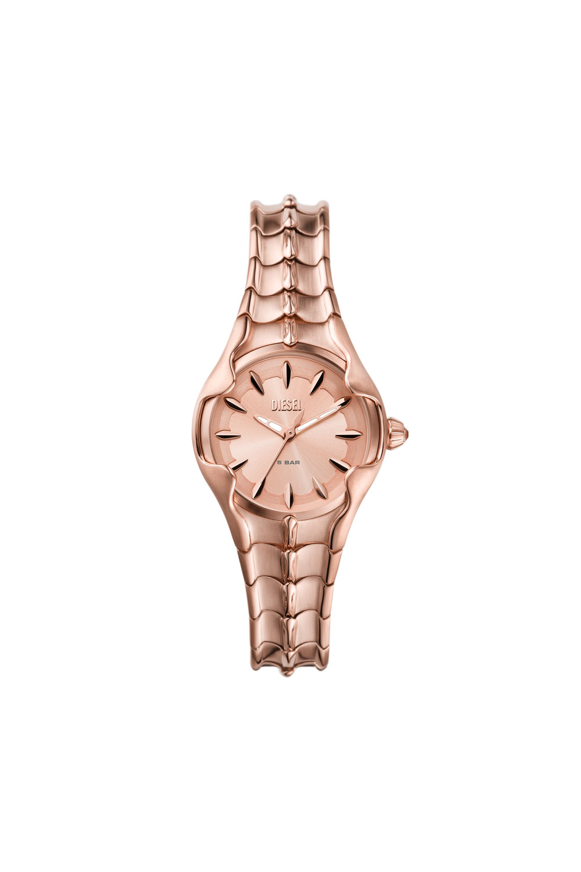 Diesel - DZ5604, Damen Vert Armbanduhr aus roségoldenem Edelstahl mit drei Zeigern in Rosa - 1