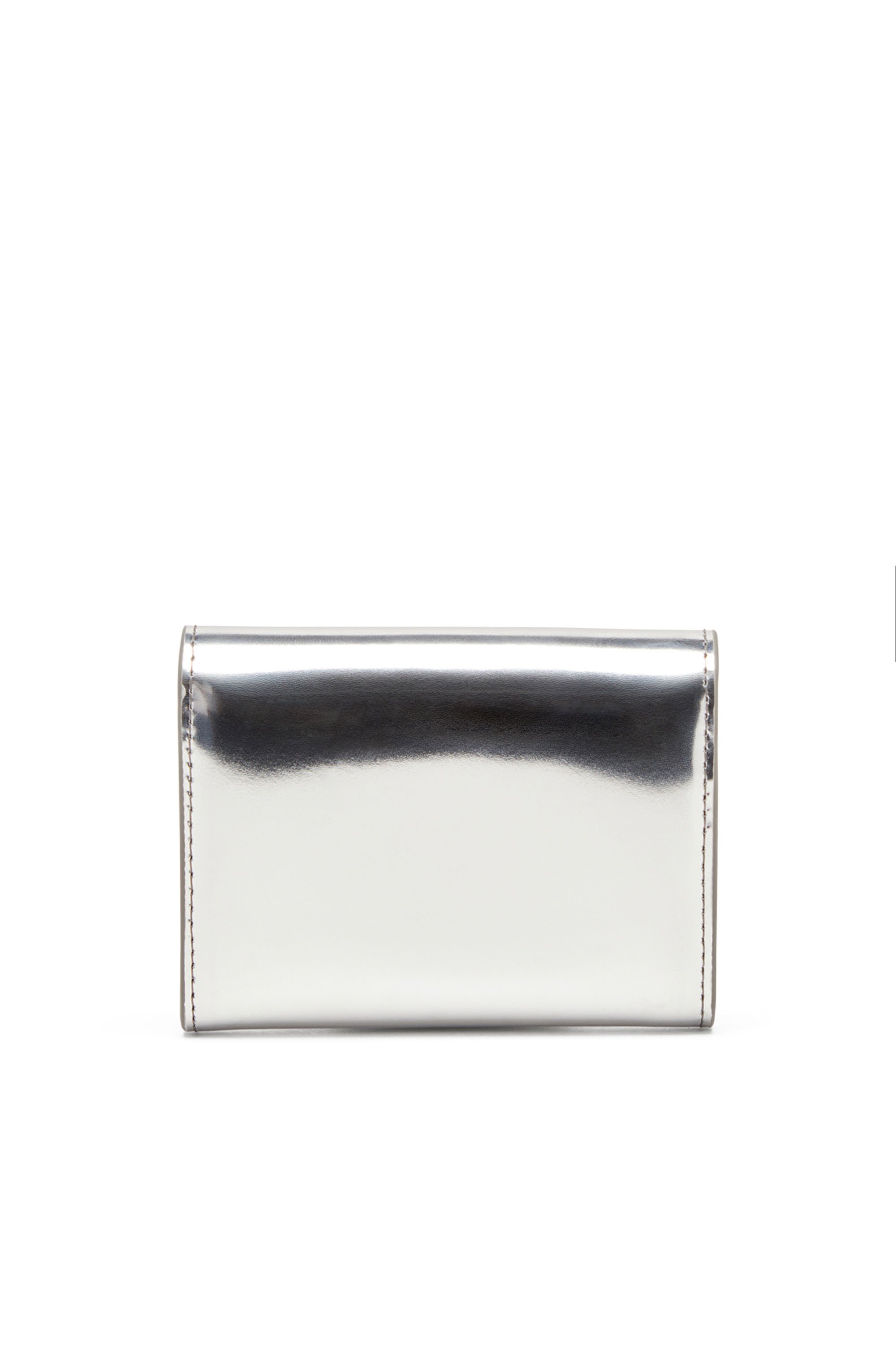 Diesel - 1DR CARD HOLDER BI-FOLD ZIP III, Damen Bifold-Kartenetui aus Hochglanz-Leder in Silber - 2