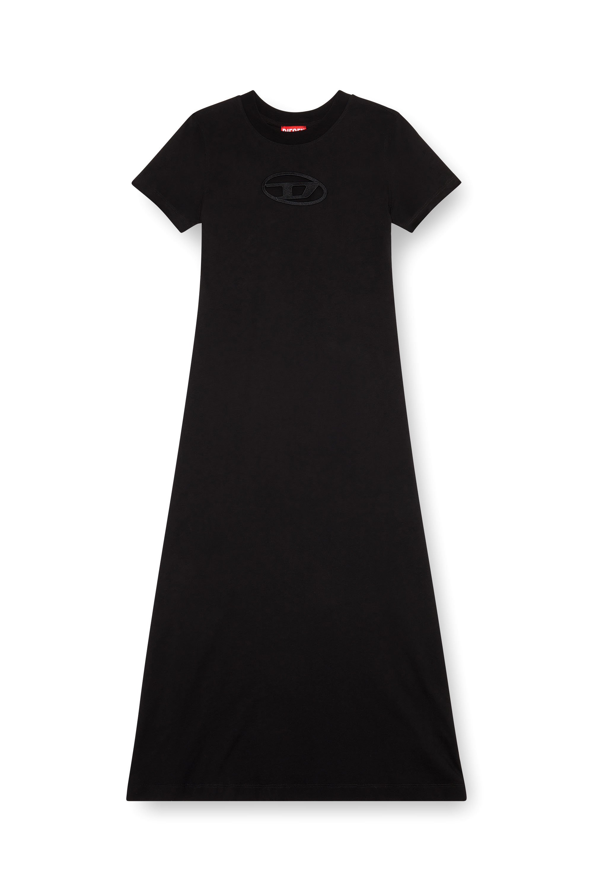 Diesel - D-ALIN-OD, Damen T-Shirt-Kleid mit D-Stickerei in Schwarz - 2