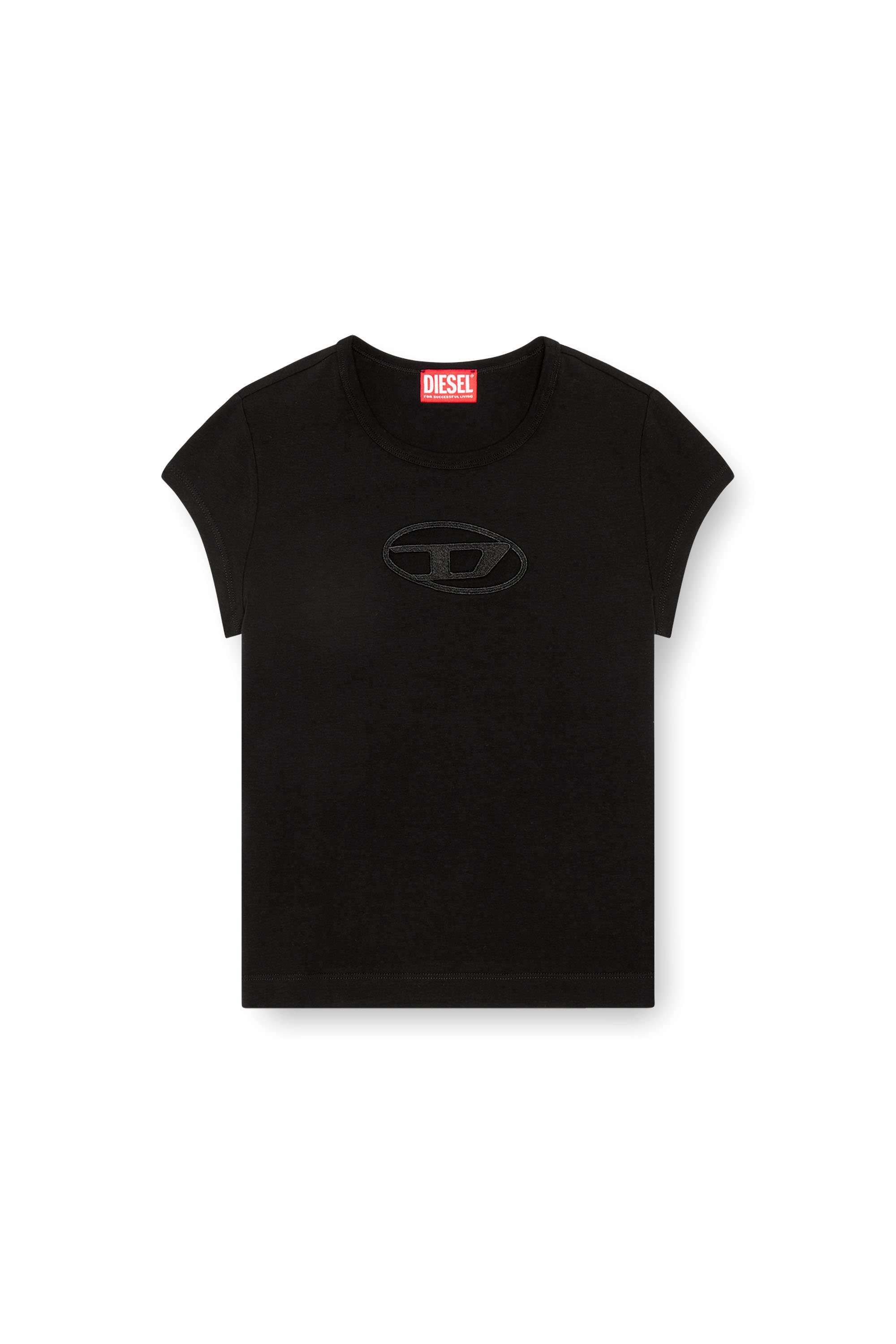 Diesel - T-ANGIE, Damen T-Shirt mit Cutout-Logo in Schwarz - 3