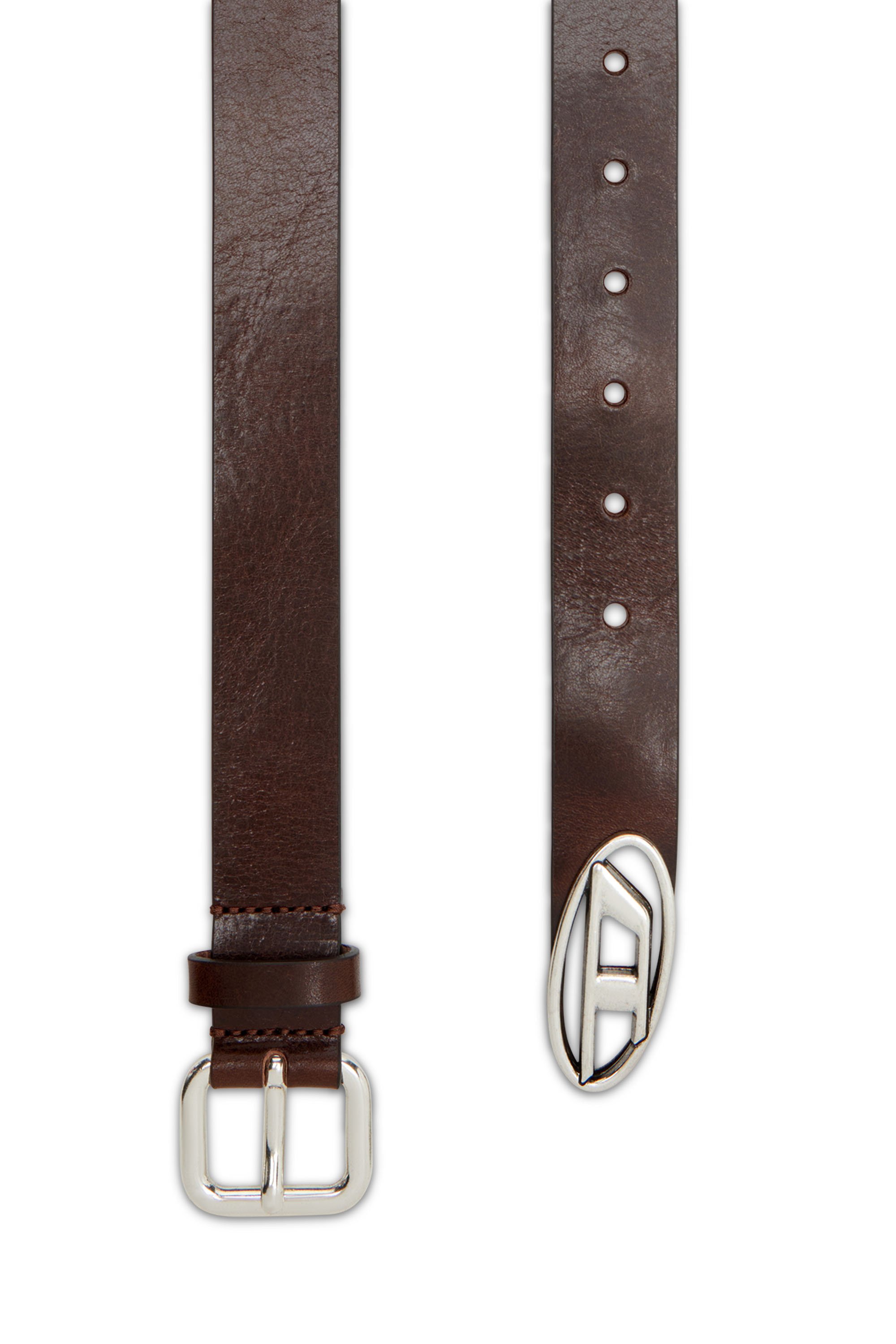 Diesel - B-INLAY, Unisex Gürtel aus Leder mit oval D-Logo in Braun - 1