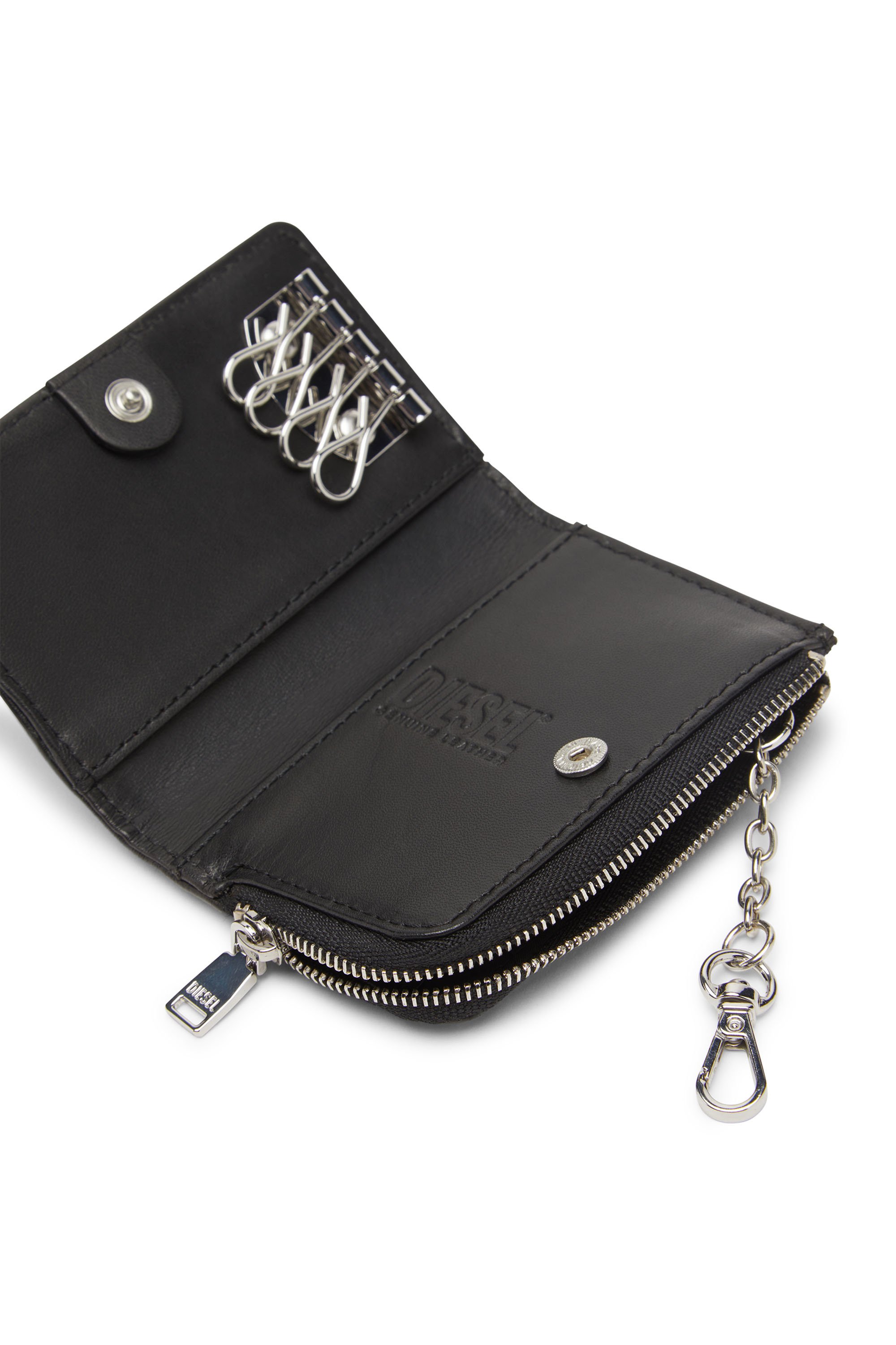 Diesel - L-ZIP KEY, Herren Schlüsseletui aus genarbtem Leder in Schwarz - 4