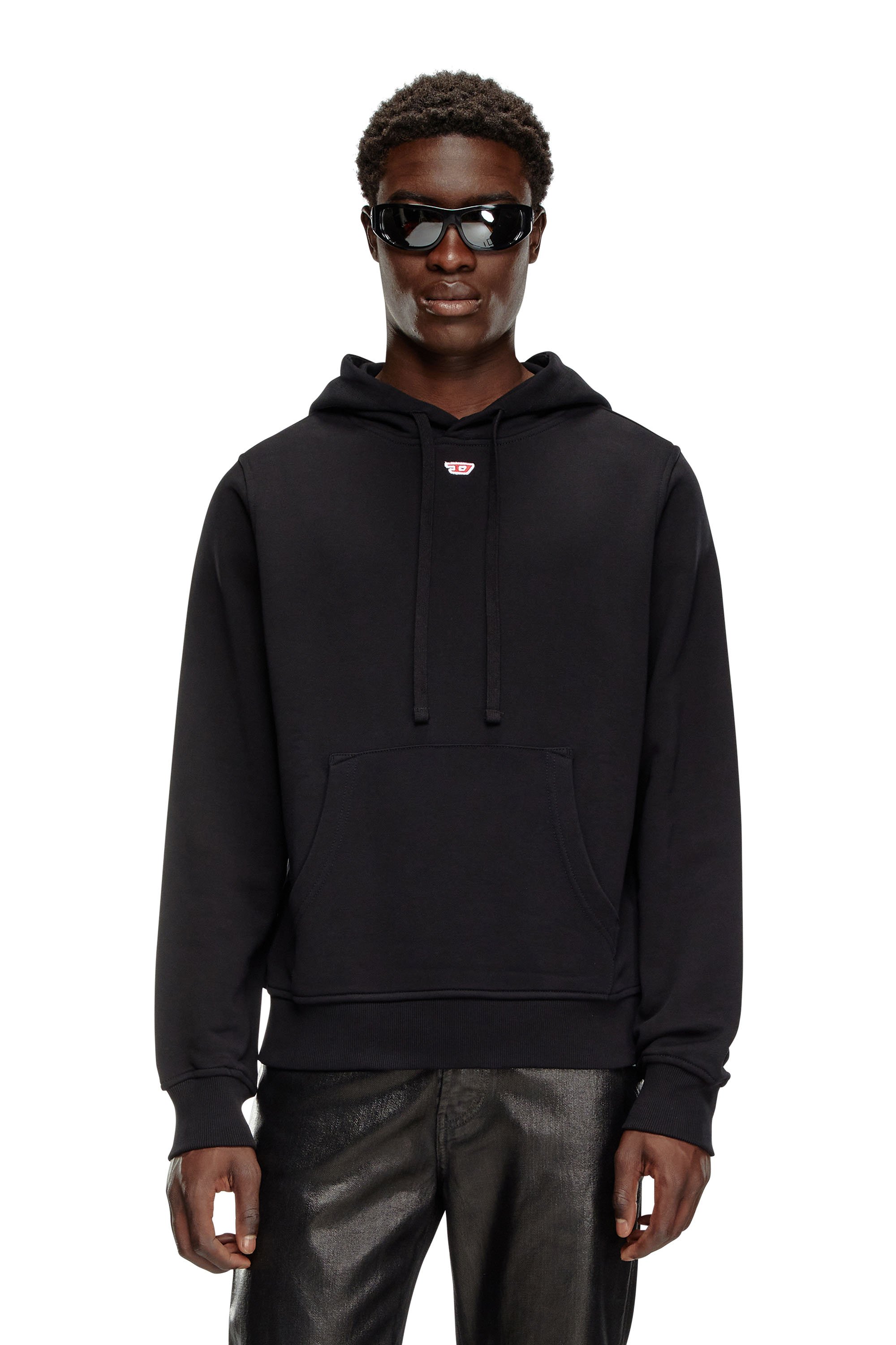 Diesel - S-GINN-HOOD-D, Herren Hoodie aus Baumwolle mit Mini-D-Patch in Schwarz - 1