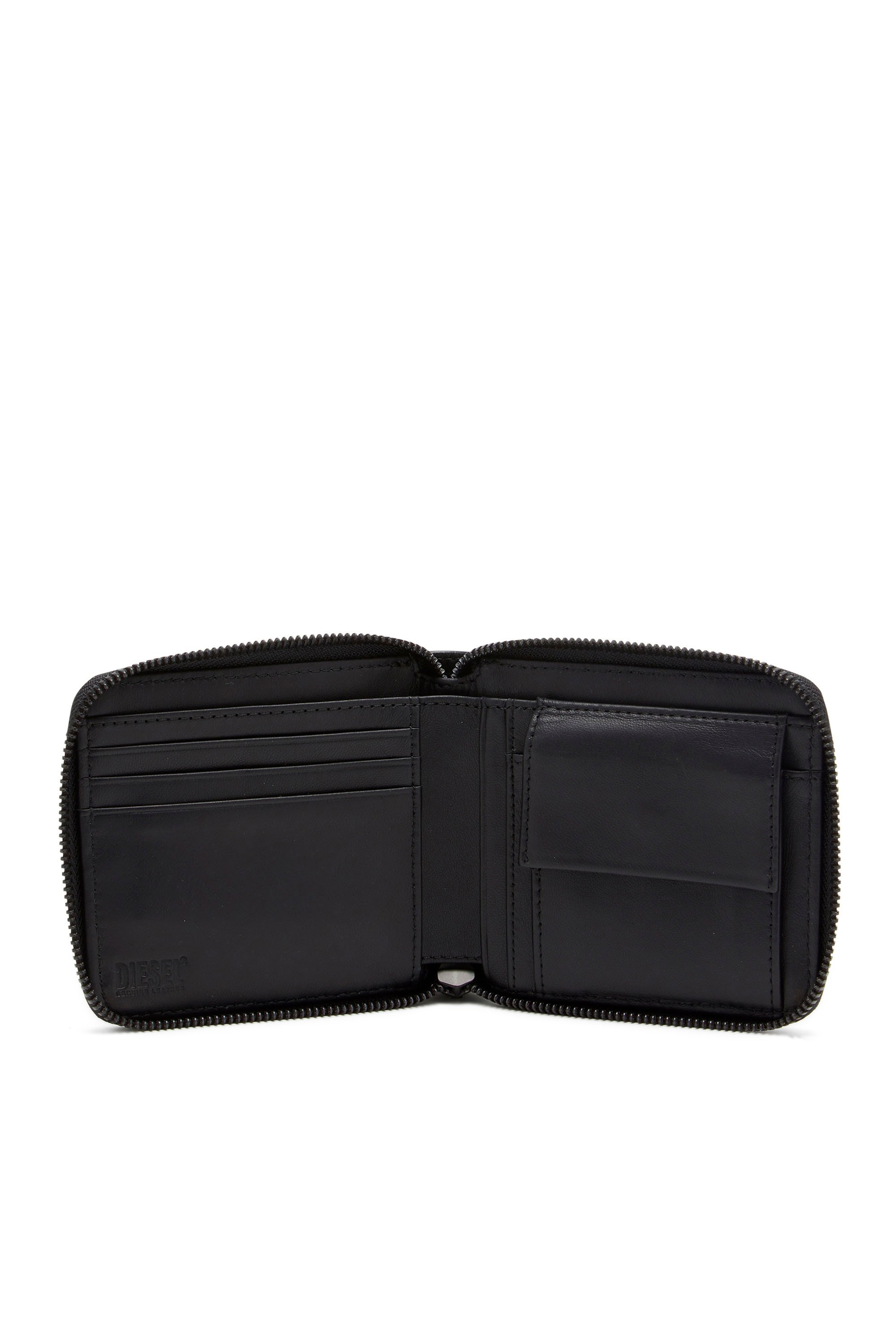 Diesel - DSL 3D BI-FOLD COIN ZIP XS, Herren Portemonnaie aus Leder mit Reißverschluss und Logo-Prägung in Schwarz - 3
