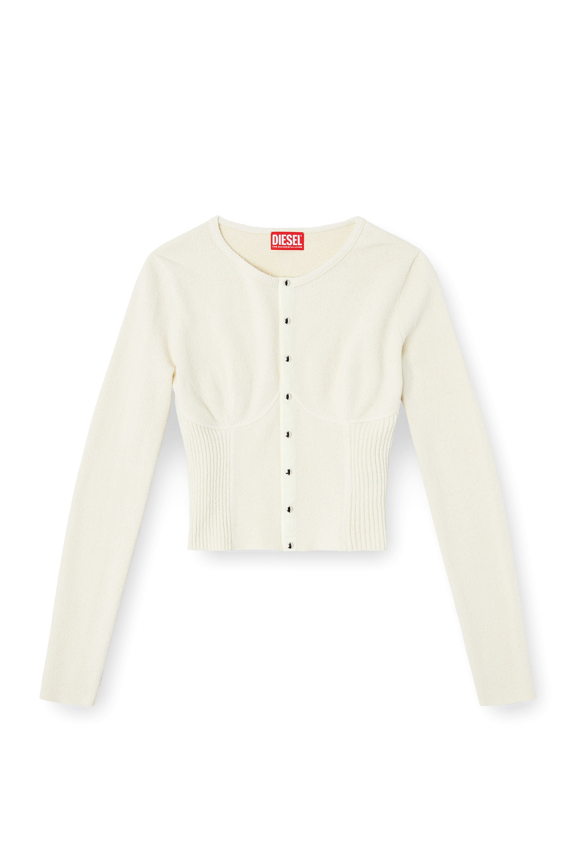 Diesel - M-LESTA, Damen Verkürzter Cardigan in Bustier-Optik in Weiß - 3
