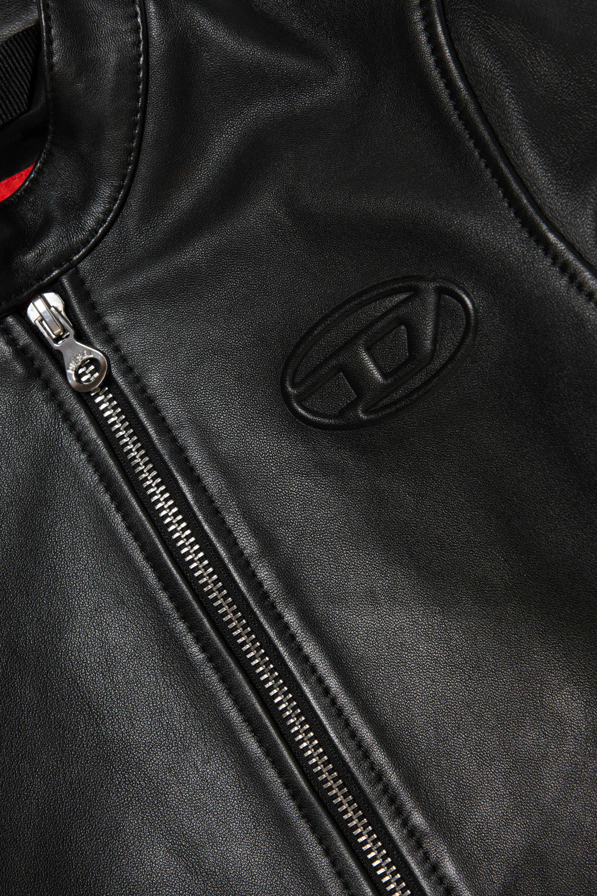 Diesel - JBLAC, Herren Bikerjacke aus Leder mit Logo-Prägung in Schwarz - 3